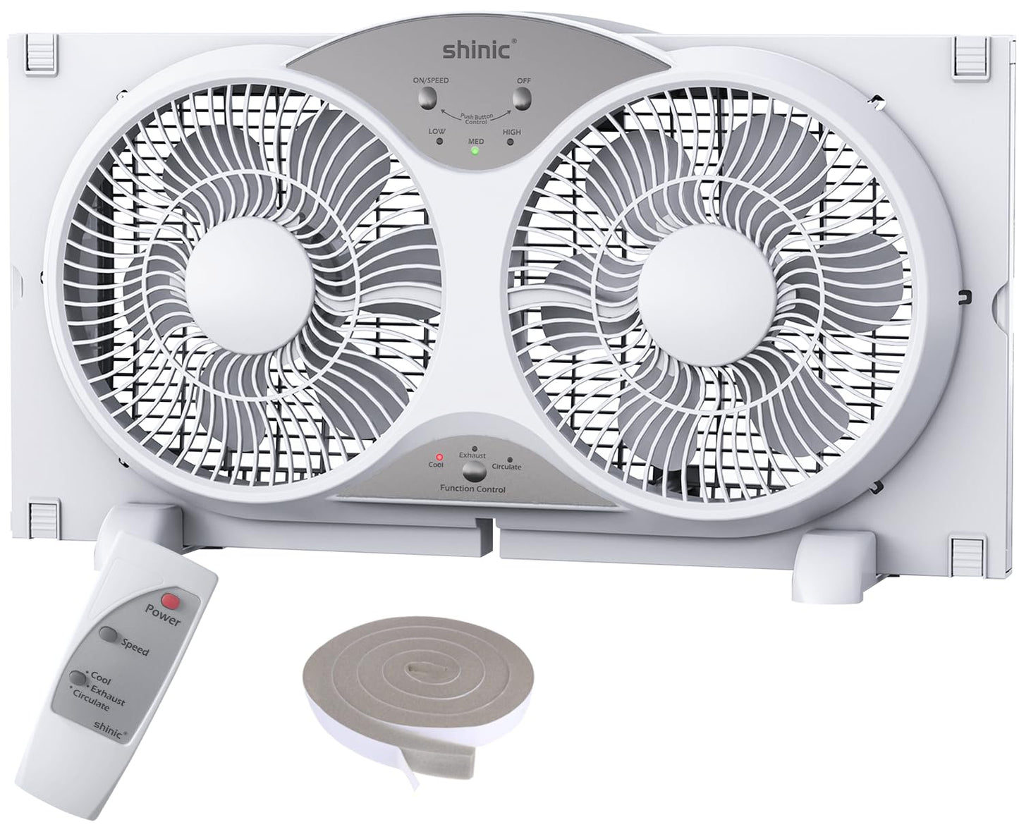 shinic 9" Window Fan Low-Noise Reversible Remote Control 3-Speed, ETL