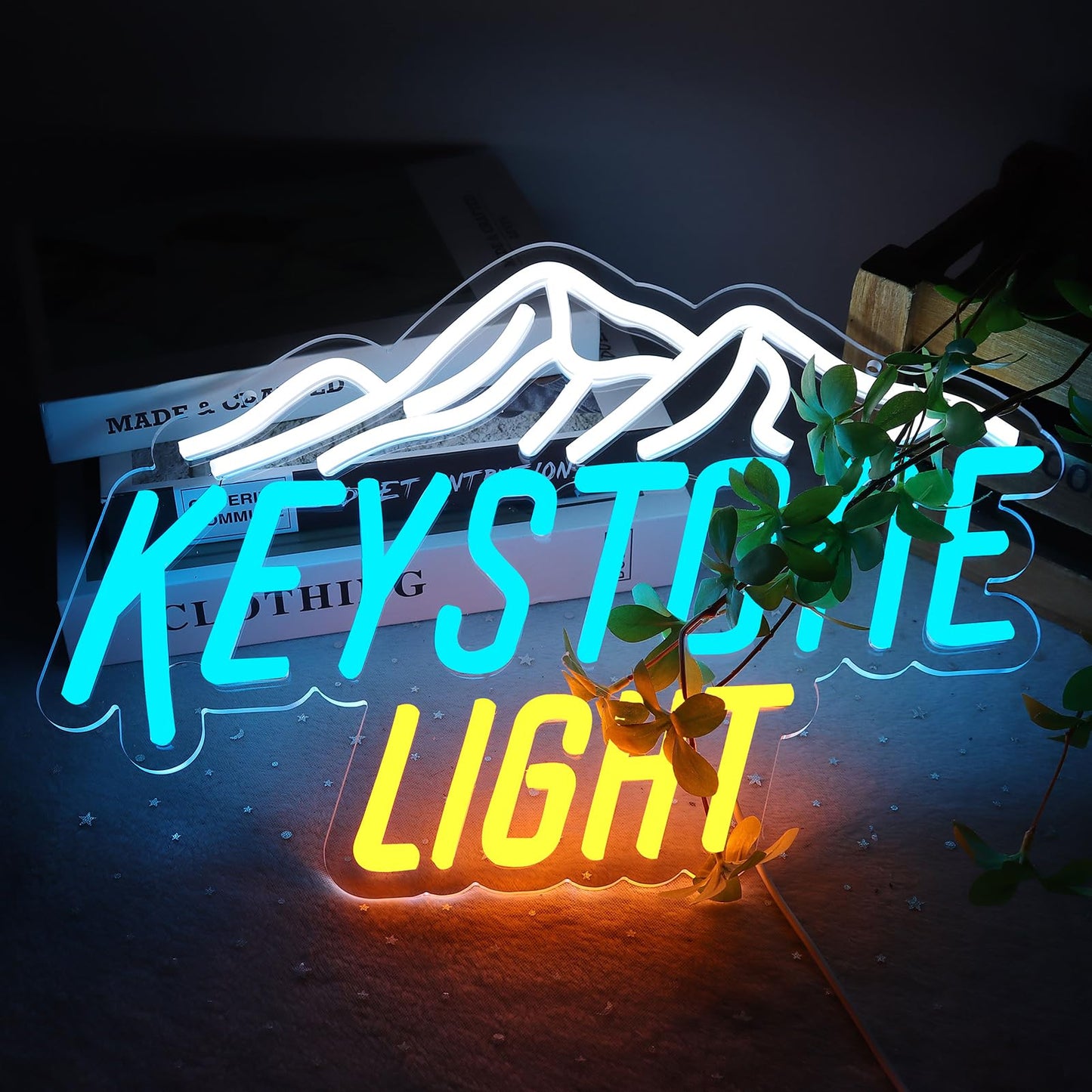 sookallor Light Beer Wordmark Neon Sign 16.1x10.9 Inch Blue White Yellow LED Dimmable 5V USB Powered Wall Decor for Man Cave Bar Garage