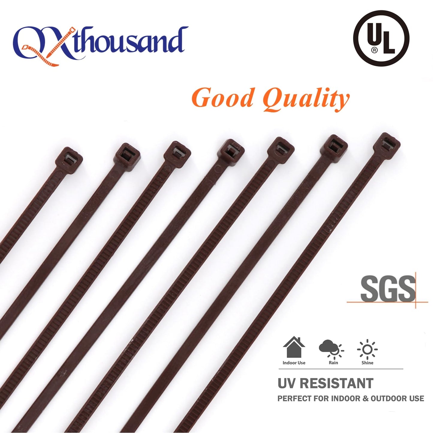 10 Inch Dark Brown Zip Ties Outdoor Use-Pack of 100, Self Locking Plastic Cable Ties for Fence, Small DIY Tie, Cable Management Outside Garden Trellis