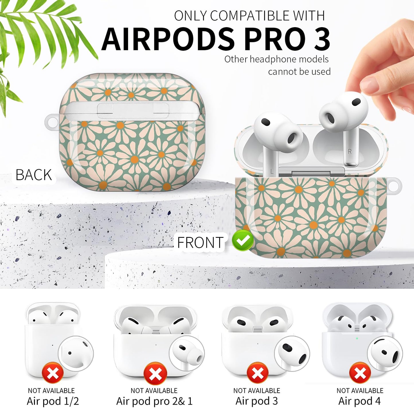 Compatible with AirPod Pro 3rd Generation Case 2025,Fashion Protective Cover with Keychain, Anti-Scratch, Drop Protection,Shockproof Cover for AirPod