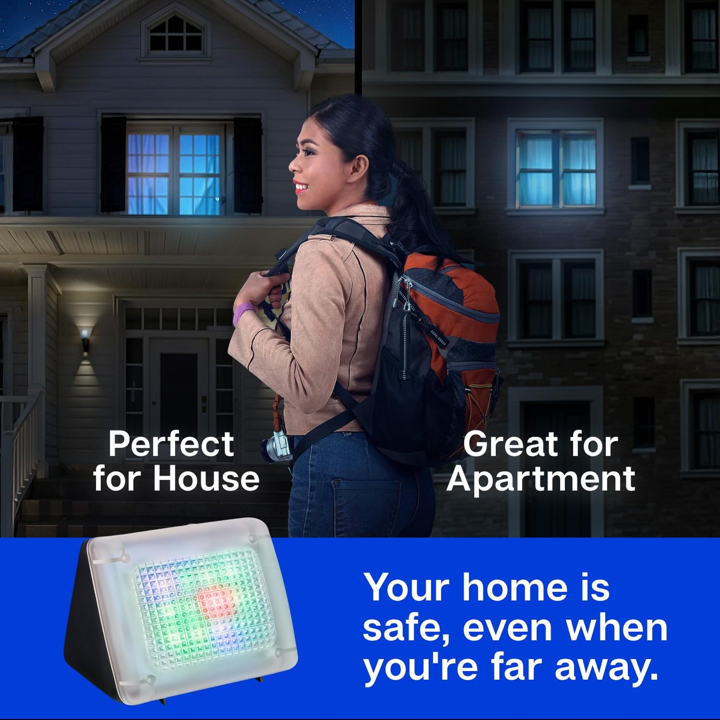 FakeTV - FTV-10 Charcoal Design Burglar Deterrent - Simulated TV Light with Frosted Lens - Energy-Efficient LED Dummy Home Security Technology - Prime