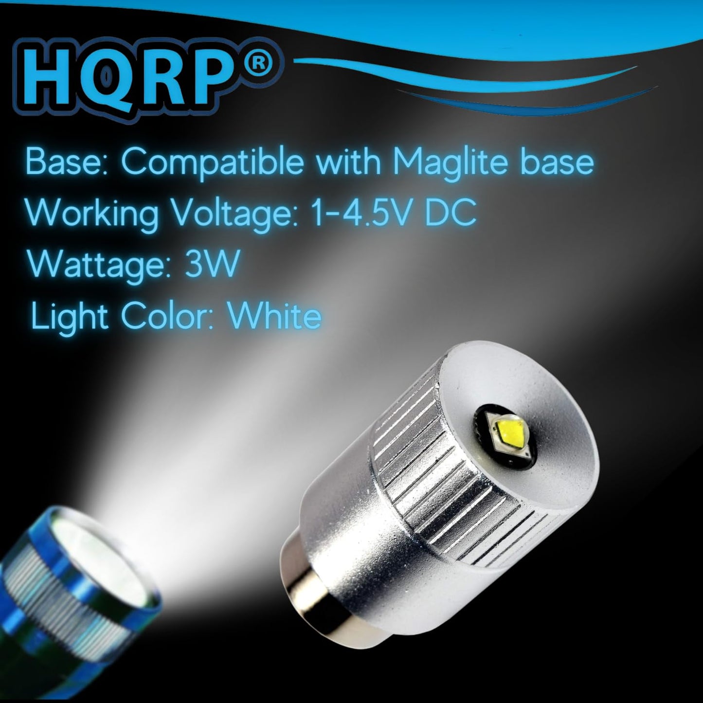 HQRP Ultra Bright 300Lm High Power 3W LED Conversion Upgrade Bulb Compatible with Mag-Lite 2 3 D C Cell Flashlight Torch LMSA201 Mag-num Star Xenon