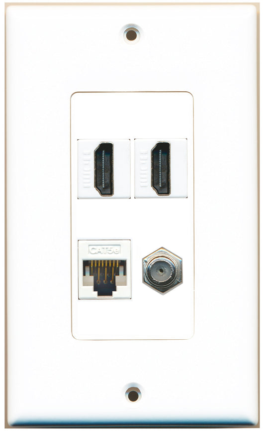 RiteAV - 2 x HDMI and 1 x Ethernet Cat5e and 1 x Coax Cable TV F Type Port Wa.