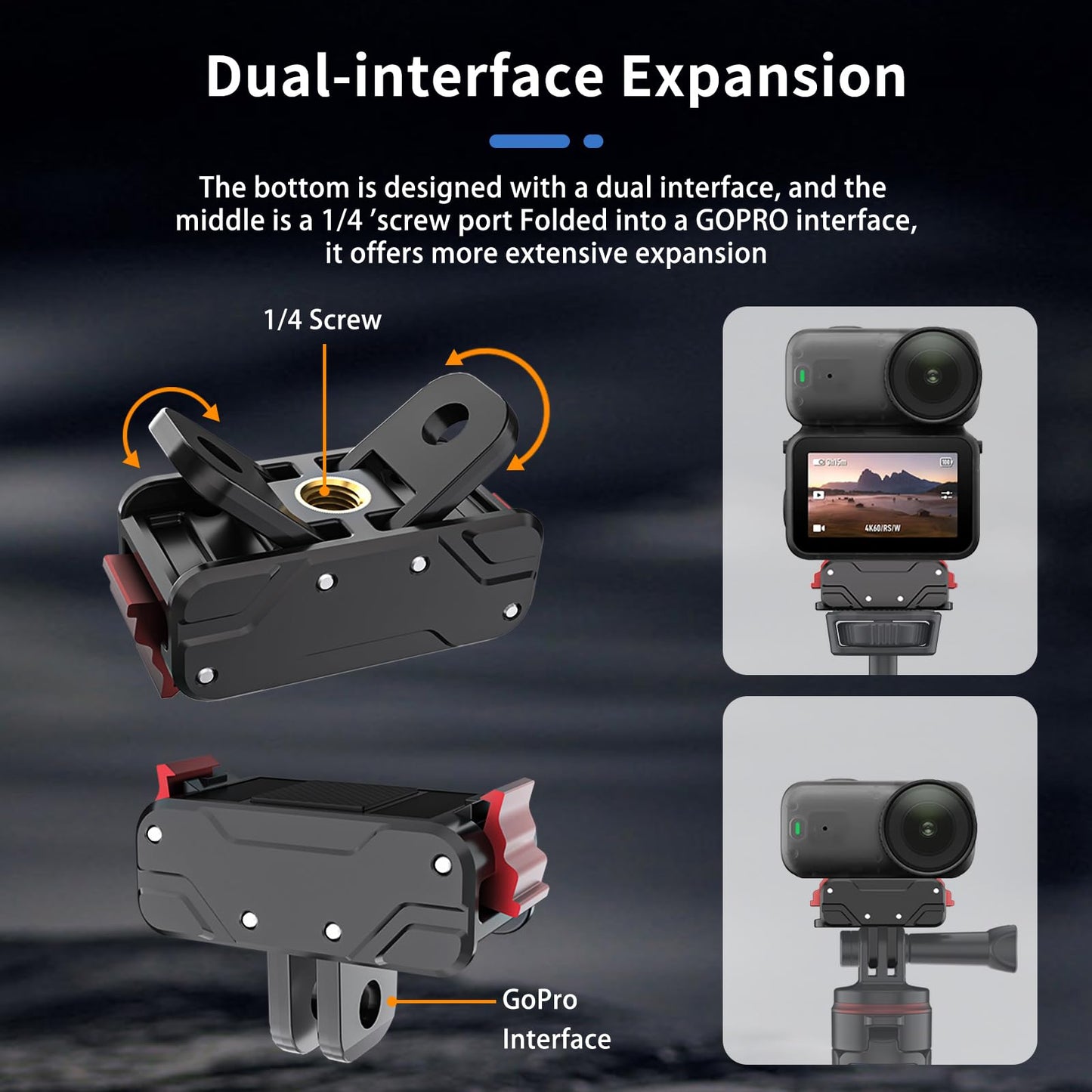VRIG XIAOTJ 2pack Action 6/Nano Magnetic Quick Release Adapter Mount, Dual-Direction Magnetic, with 1/4" Thread and Foldable Action Camera Adapter