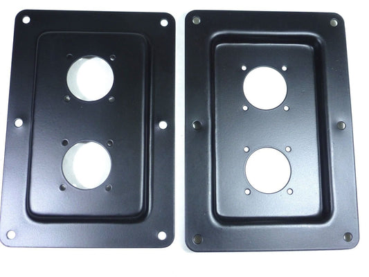 (2) Two Black Metal Speaker Jack Plates for Dual Large SpeakOn NL8MPR, NL4MPR