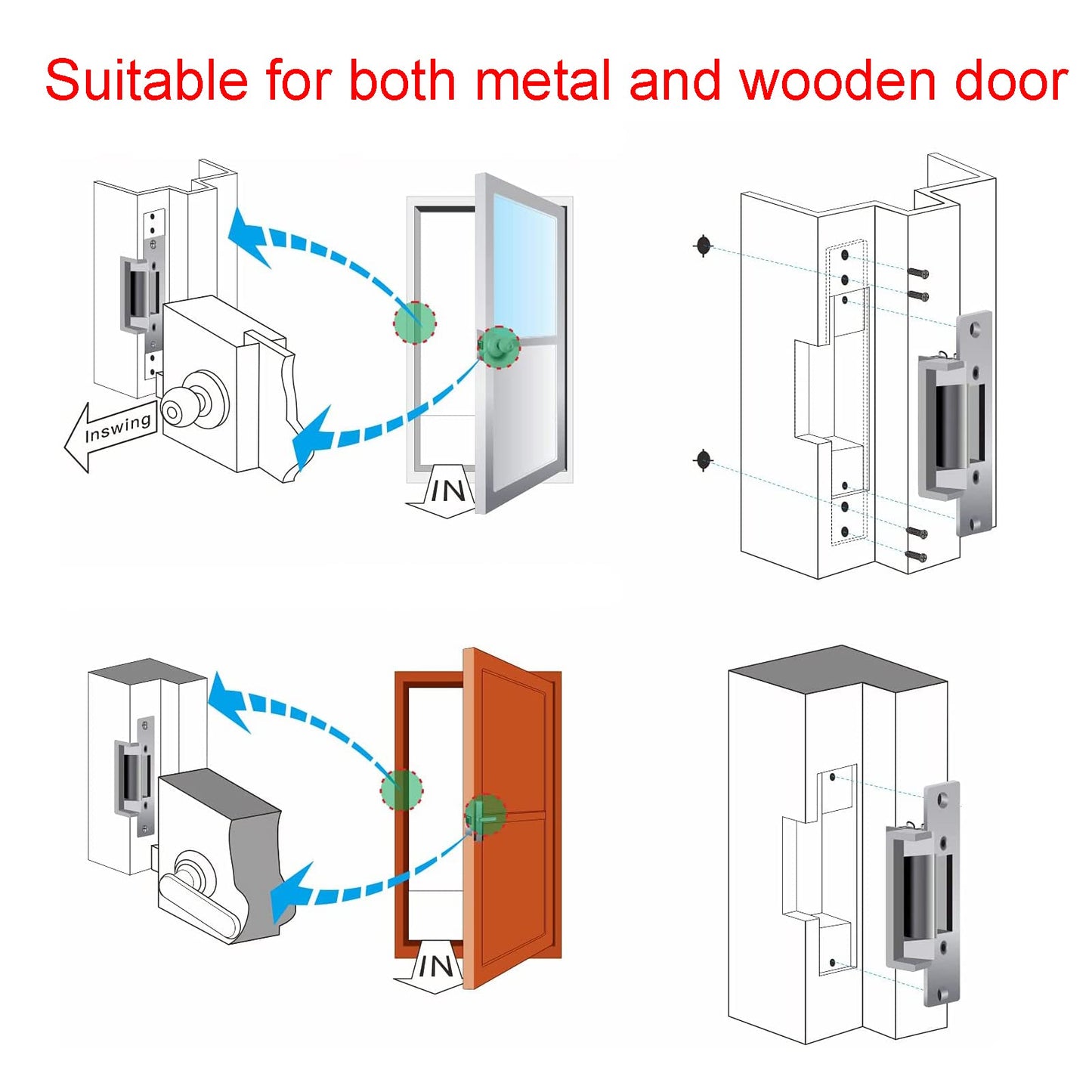 MIMIRACLE Heavy Duty Electric Door Strike Lock ANSI Standard Fail-Secure or Fail-Safe Adjustable for Access Control System Cylindrical Mechanical