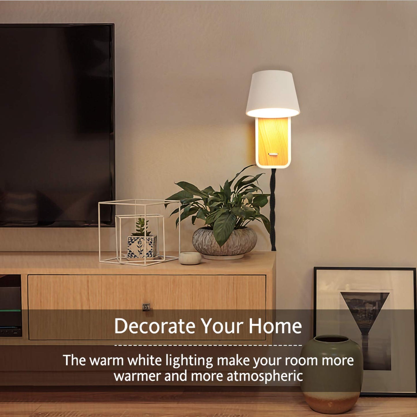 Modern Wall Lamp with Plug in Cord for Bedrooms Hallway Living Room, Indoor Contemporary Mounted Lighting Fixture,Nordic Bedside Rotatable Reading
