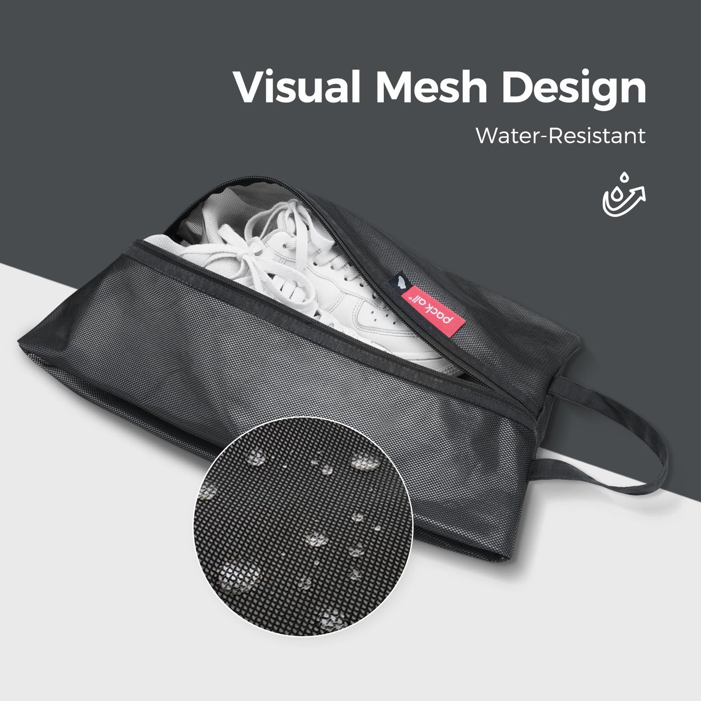 pack all Plus-Sized Shoe Bag for Travel, Water-Resistant Shoe Pouch for Gym, Odor-Resistant Soccer Cleats Bag for Sport (Dual Pocket Version)