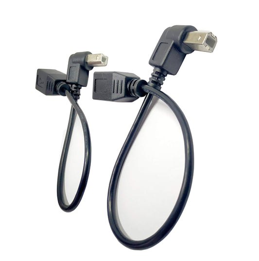 Meiyangjx USB 2.0 Type-B Cable, (2-Pack) B Female to 90 Degree Up + Down Right Angle B Male Short Extension for Printer, Scanner and More