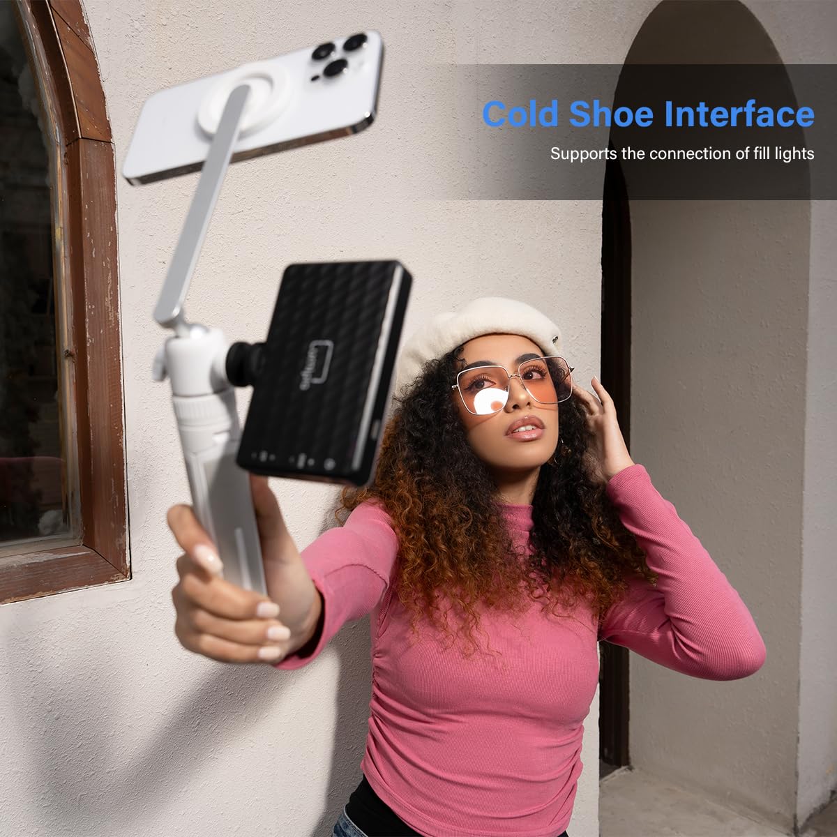 PHOPIK 35" Magnetic Selfie Stick Phone Tripod, Extendable Phone Tripod with Cold Shoe and Remote,Compatible with iPhone/Android/Sport Camera Perfect
