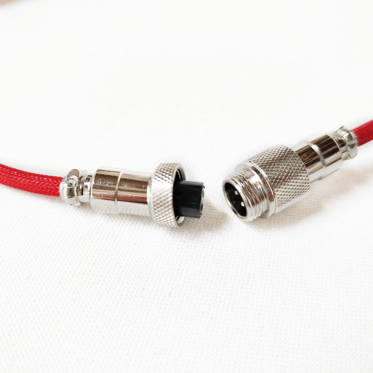 Glacier Premium Durable Quality Braided USB-C to USB-A Coiled Cable with Detachable Metal Aviator Connector Plug for Mechanical Keyboard (Red)