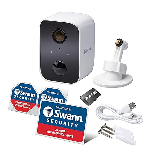Swann CoreCam Wireless Security Camera, 1080P HD for Indoor/Outdoor Home, 2-Way Talk & Siren, Heat Motion Detection, Night Vision, IP65, 24/7, Local