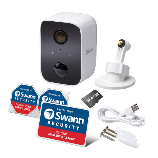 Swann CoreCam Wireless Security Camera, 1080P HD for Indoor/Outdoor Home, 2-Way Talk & Siren, Heat Motion Detection, Night Vision, IP65, 24/7, Local