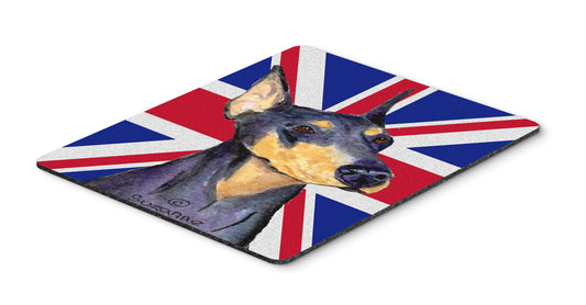 Caroline's Treasures SS4937MP Doberman with English Union Jack British Flag Mouse Pad, Hot Pad or Trivet for Home Office Gaming Working Computers