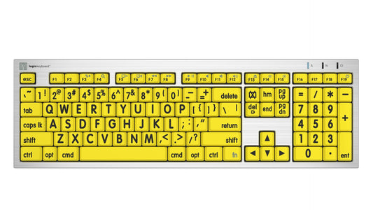 Logickeyboard 'Slimline' with Large Print • Black Letters on Yellow Keys • Made for Mac • Including LogicLight Lamp • p/n LKBU-LPRNTBY-CWMU-US