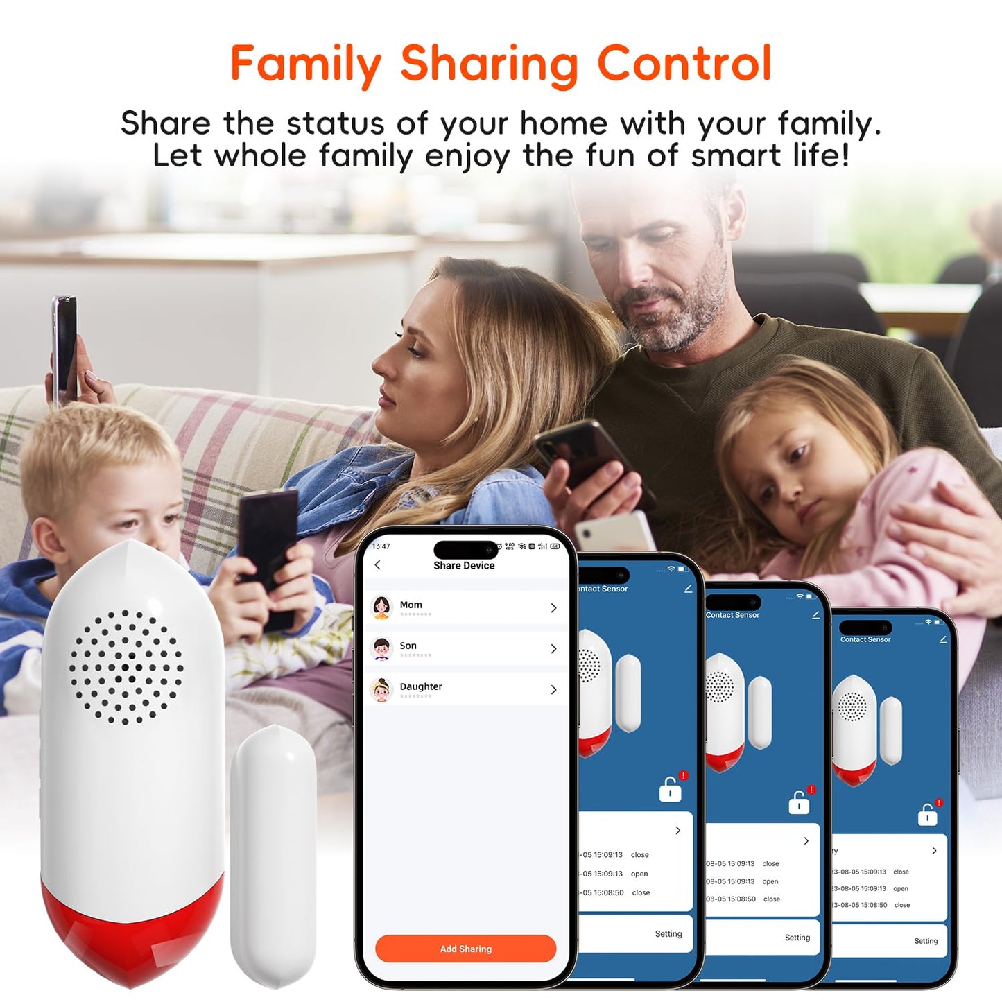 Smart WiFi Freezer Refrigerator Door/Window Alarm with Free Real-Time APP Alerts, 0-60s Delay, Scheduled Arm/Disarm, 0-120dB Adjustable Siren
