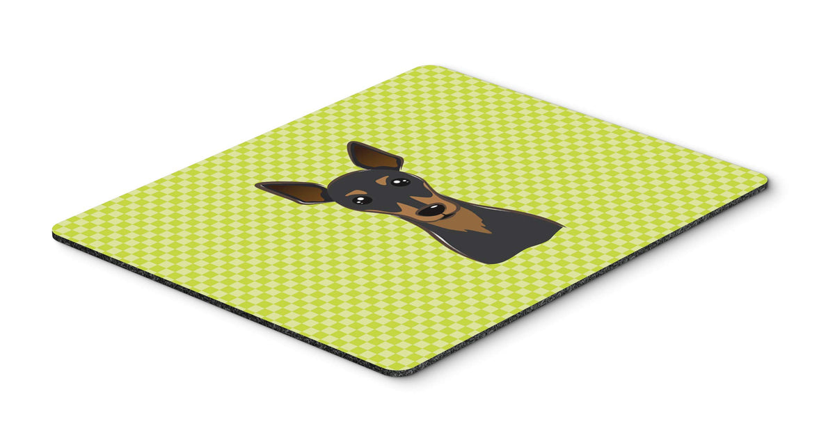 Caroline's Treasures BB1302MP Checkerboard Lime Green Min Pin Mouse Pad, Hot Pad or Trivet for Home Office Gaming Working Computers Laptop Mouse