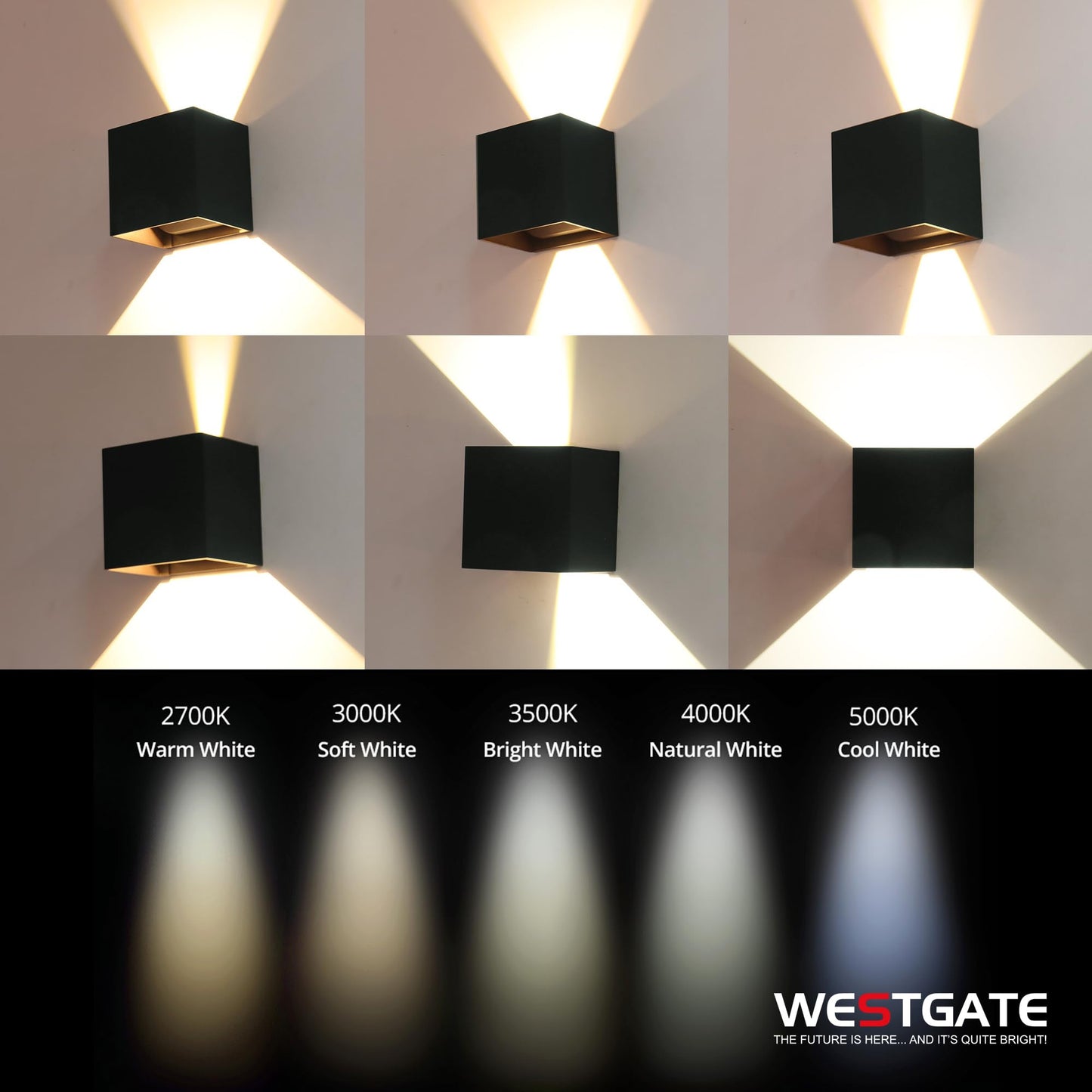 Modern Wall Light Cube - 15W Wall Cube with 70,000 Hour Lifespan - 2700K/3000K/3500K/4000K/5000K Color Changing Options in Aluminum Housing
