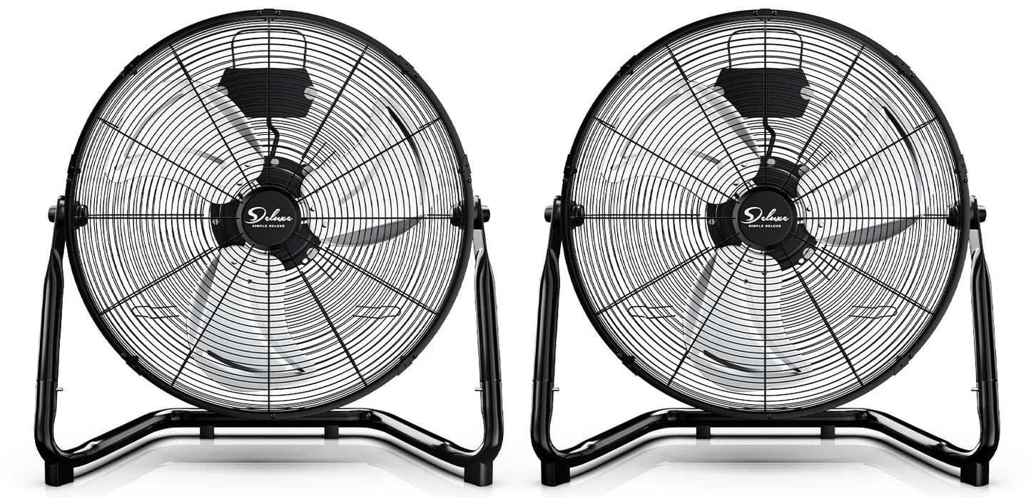 Simple Deluxe 20 Inch 3-Speed High Velocity Heavy Duty Metal Industrial Floor Fans Quiet for Home, Commercial, Residential, and Greenhouse Use
