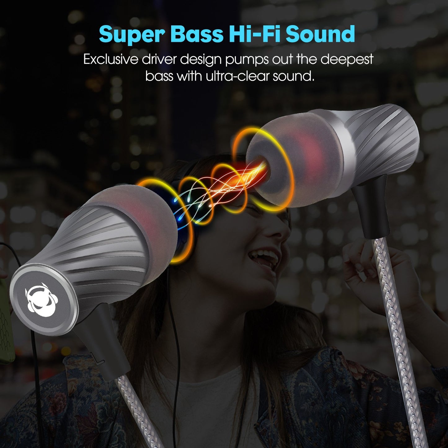 MINDBEAST Wired Earbuds with Microphone Super Bass Sound, Noise Isolation, Lightweight Cable Headphones for Running, Office, Travel, Gaming, Durable