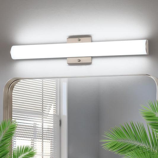 Bicrink 24 Inch Brushed Nickel Vanity Light, Dimmable, 24W Modern Bathroom Vanity Light Fixture Over Mirror, Cool White 5500K Wall Sconce Lighting