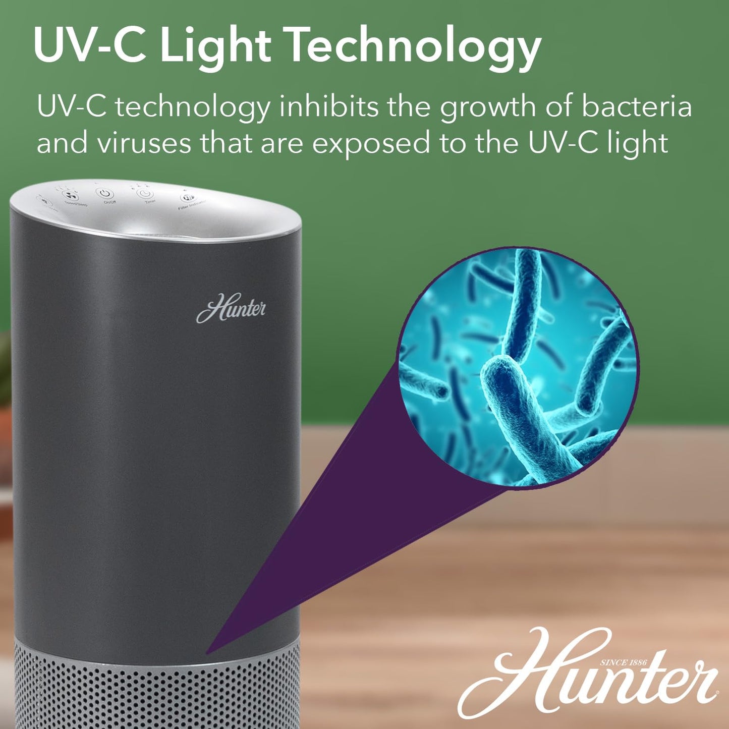 HP450UV True HEPA Air Purifier with UVC Light Technology in Aqua Silver