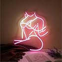 Neonawall Lady Pose Pink Neon Sign - Dimmable LED Wall Art 17.3x14.2 Inches - Party Bar Decoration, Home Backdrop Decoration