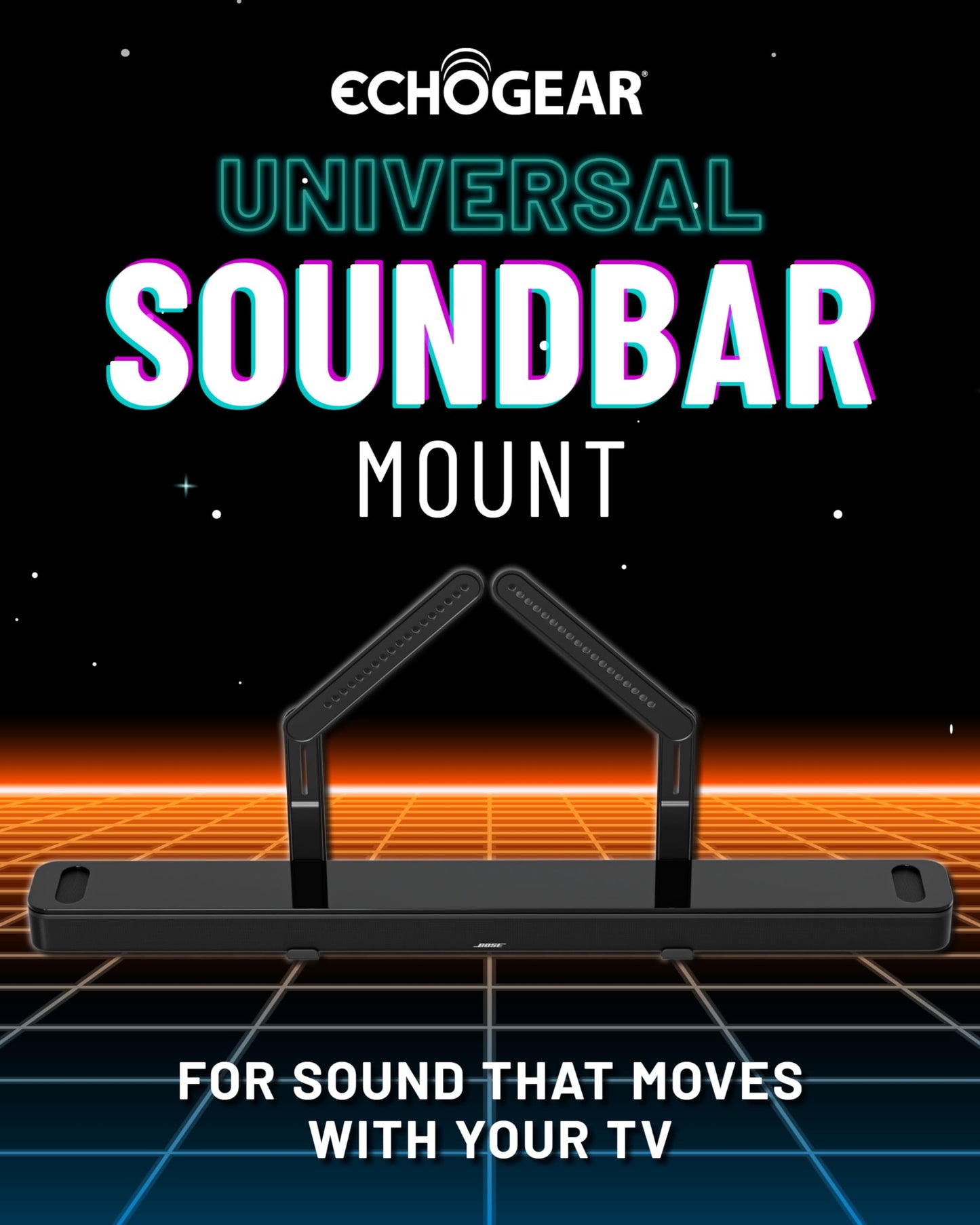 ECHOGEAR Sound Bar Mounting Brackets for TVs - Adjust Height & Depth for Maximum Compatibility Between Your TV & Soundbar - Works with with LG, Vizio