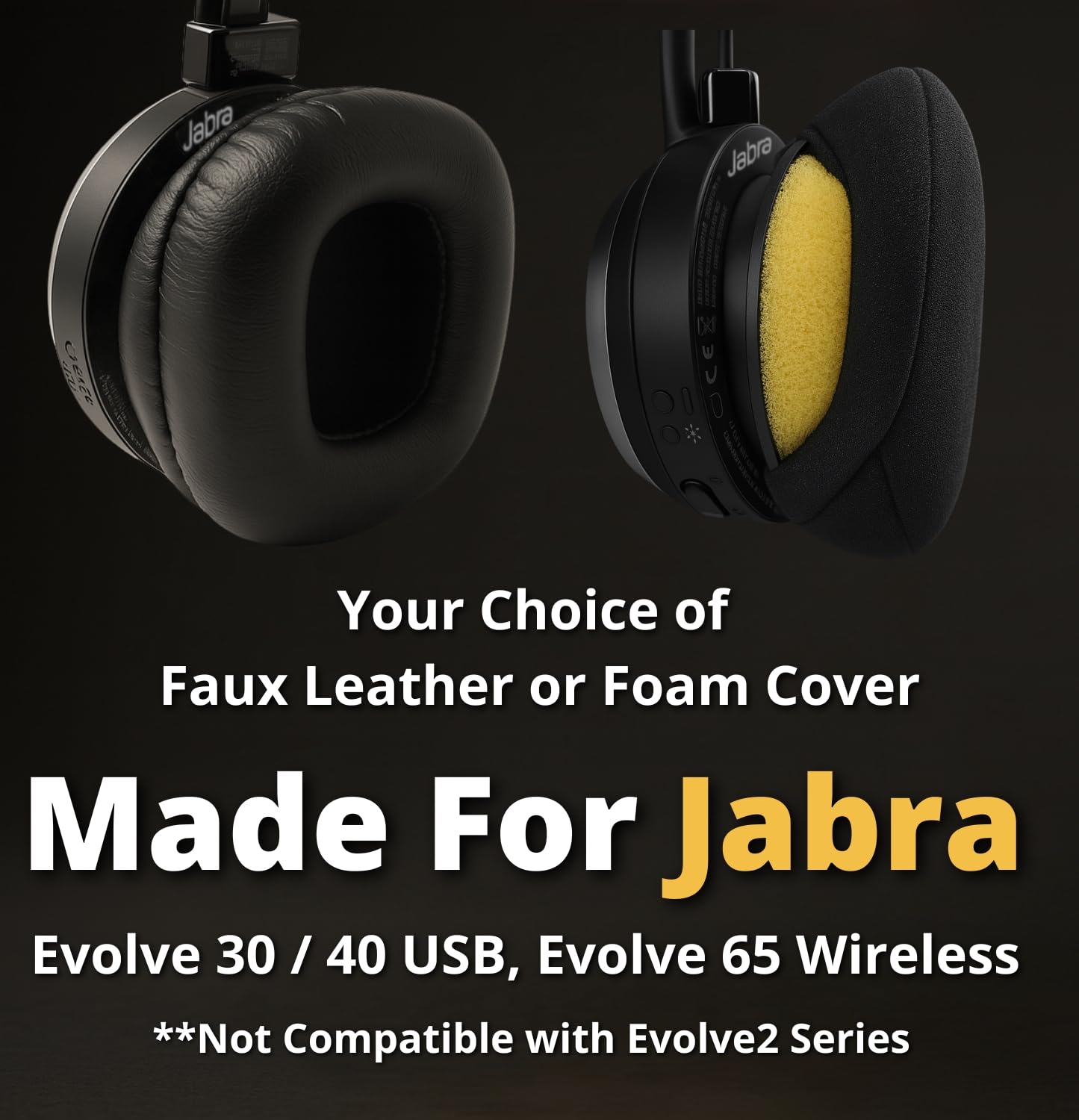 Ear Pad Cushion Kit for Blue Parrott B350-XT - Compatible with Jabra Evolve 65, 40, 30 - Enhances All-Day Wearing Comfort Over Original Foam Earpads