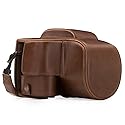 MegaGear Panasonic Lumix DC-FZ80, FZ82 Ever Ready Leather Camera Case and Strap, with Battery Access - Dark Brown - MG1224