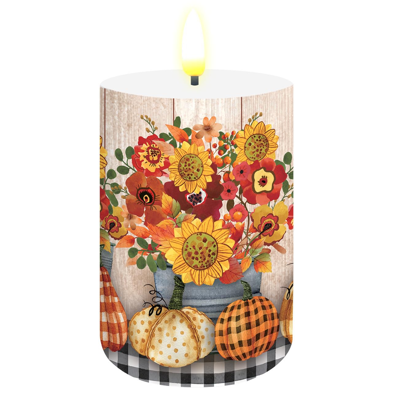 Briarwood Lane Fall Flameless Candle 6x3 Autumn Arrangement Flameless Candle with Timer for Fall