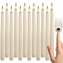 WYZworks 12 Pack, 11" Ivory Flameless LED Taper Flickering Candles Lights, Bottom On/Off Button (no Remote), Battery Operated Electric Long Tall