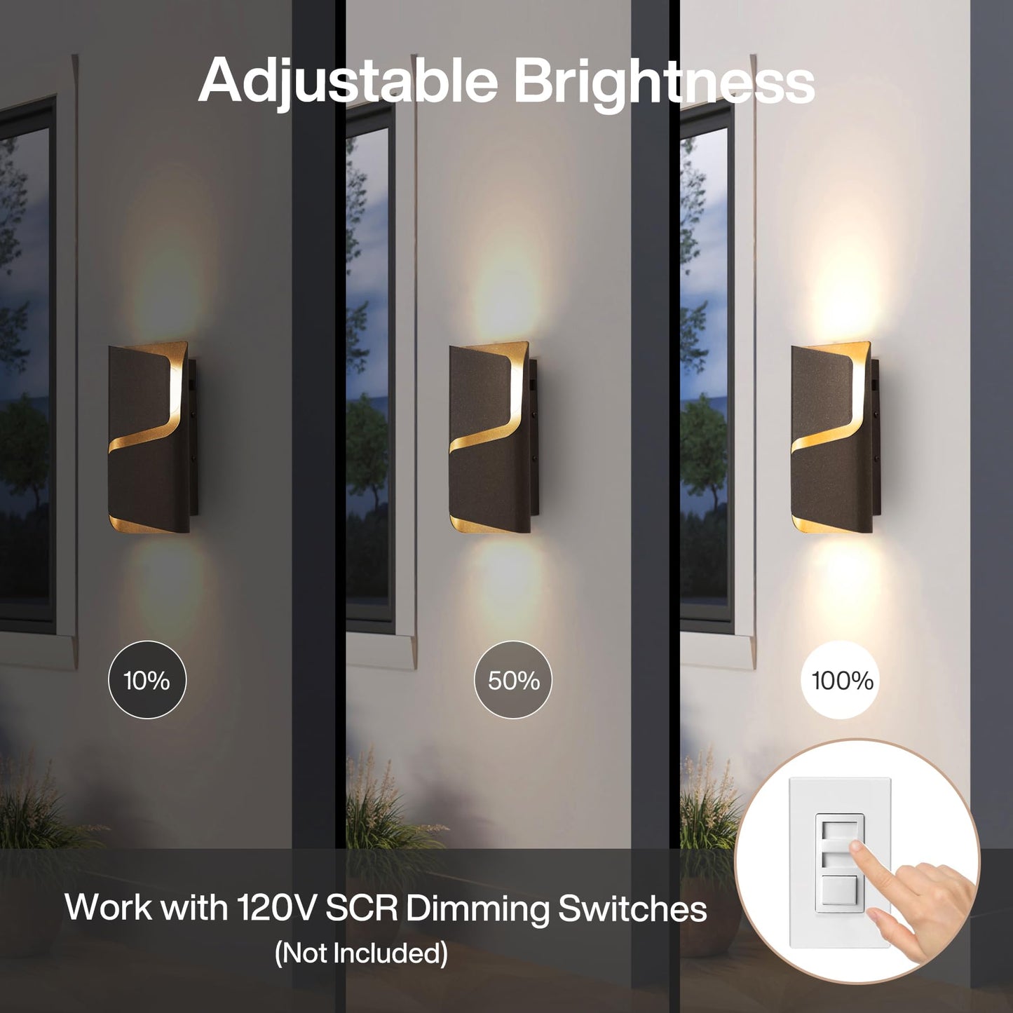Tribesigns LED Outdoor Wall Lights with Dusk to Dawn Sensor, 11.8" Modern Wall Sconce with 3CCT, Dimmable, Waterproof, Exterior Lighting Fixtures