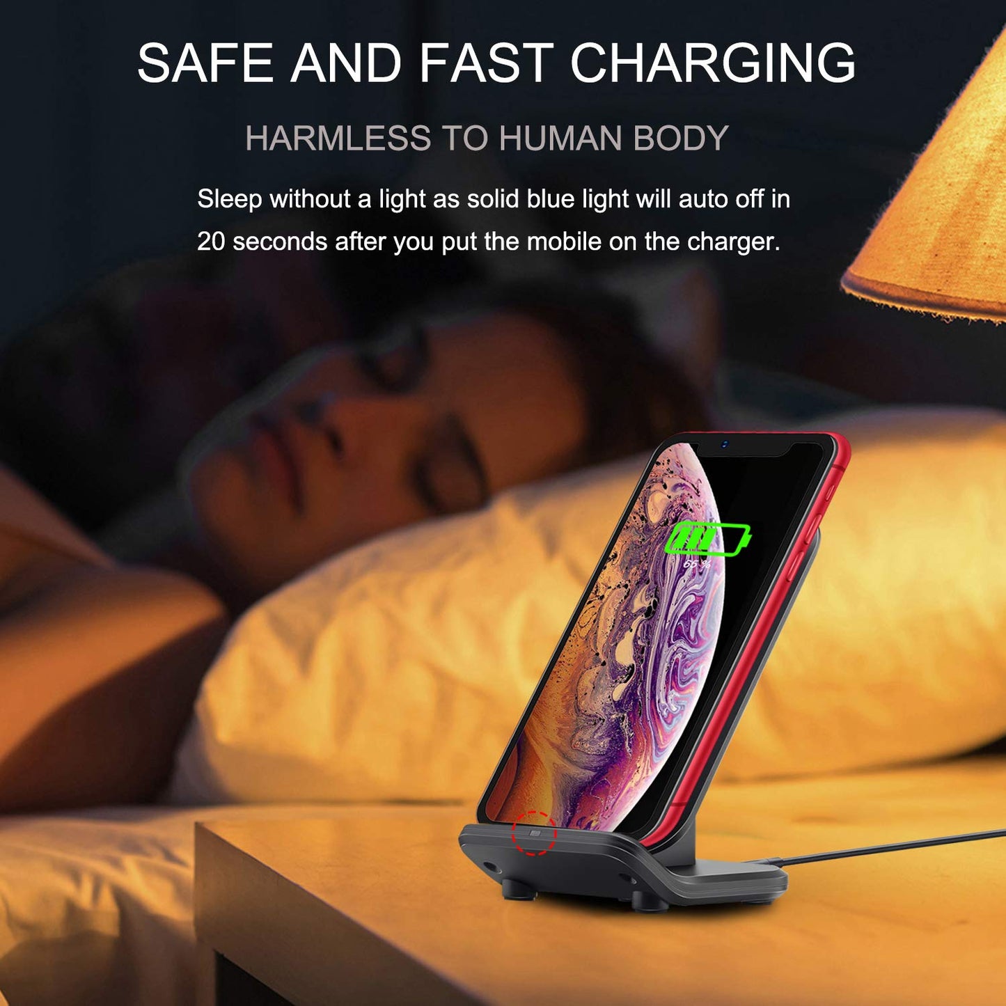 LUXSWAY Wireless Charging Station Inductive Phone Charger Dock 15W Fast Qi-Certified Wireless Charging Stand Compatible with iPhone 15 14 13 12 11 Pro