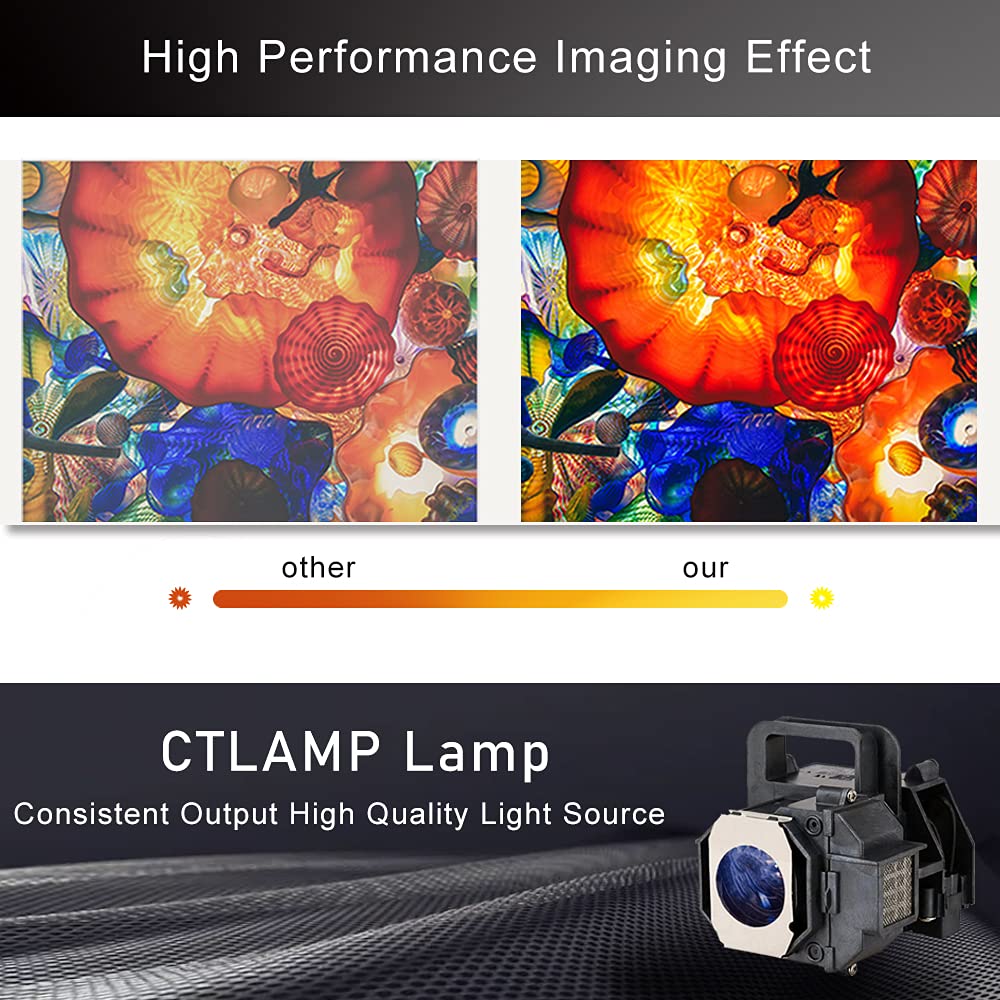 CTLAMP A+ Quality V13H010L49 ELP49 Projector Lamp Bulb with Housing Compatible with Epson Powerlite Home Cinema EH-TW5000 EH-TW5800 EMP-TW3800
