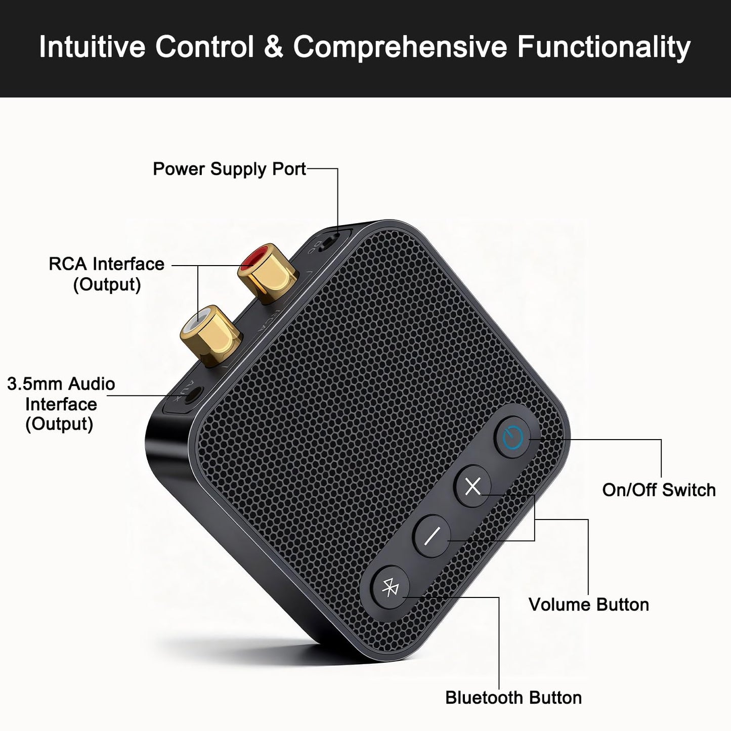 Bluetooth 6.0 Receiver for Home Stereo - Hi-Fi Wireless Audio Adapter for Wired Speakers & AV Receiver with RCA/3.5mm AUX Output, Plug & Play