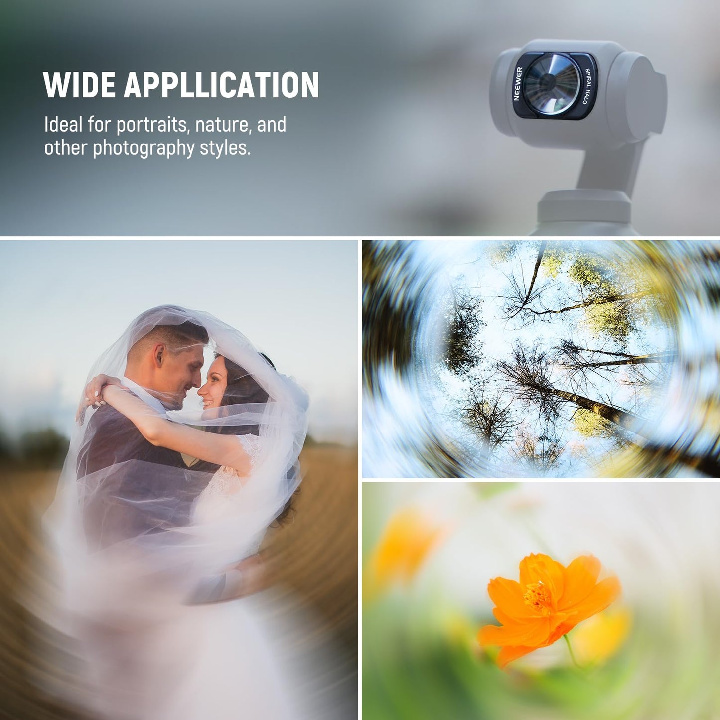 NEEWER Spiral Halo Prism Lens Filter Compatible with DJI Osmo Pocket 3 & Creator Combo Accessories, Magnetic Multicoated HD Optical Glass Gimbal