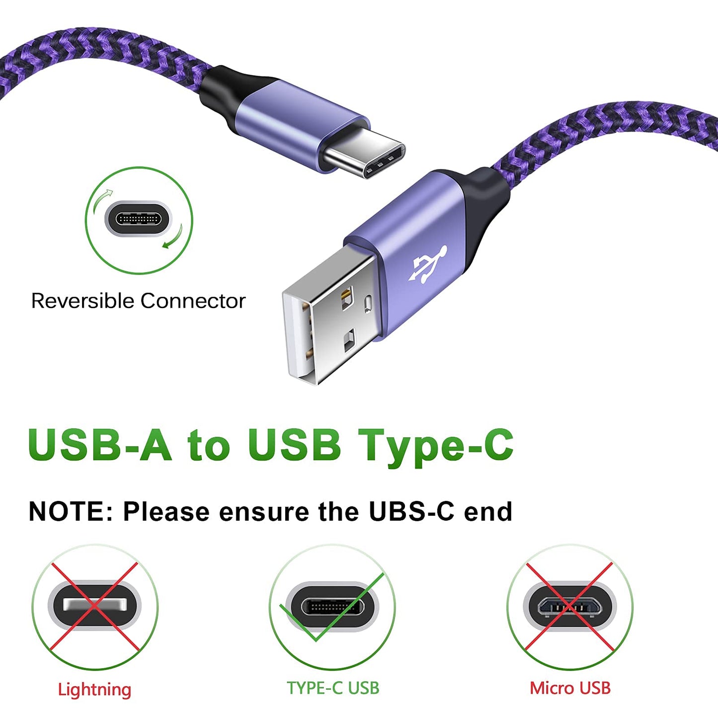 USB C Charger Cable Fast Charging Cord 3PC for Samsung Galaxy A17 A16 A15 5G/A35/S25Ultra/A54/S24FE/A14/A13/A53/S23/S21,iPhone 17 16 15,Pixel 10 Pro