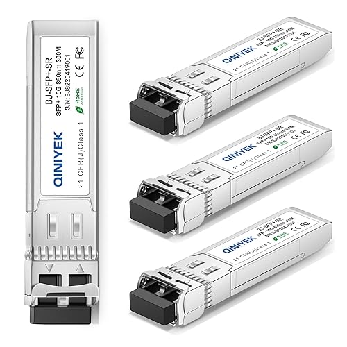 4Pack 10Gbase-SR SFP+ LC Transceiver, 10G Multimode Fiber Module 850nm,up to 300 Meters, Compatible with Cisco SFP-10G-SR, Unifi UF-MM-10G, Meraki