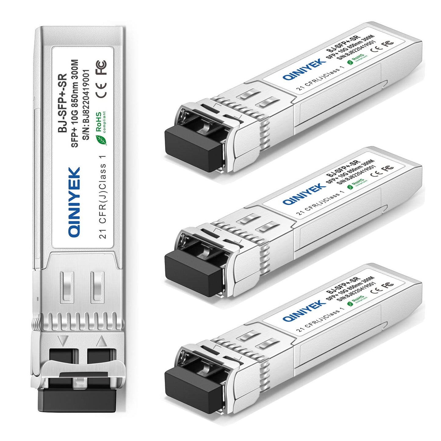 4Pack 10Gbase-SR SFP+ LC Transceiver, 10G Multimode Fiber Module 850nm,up to 300 Meters, Compatible with Cisco SFP-10G-SR, Unifi UF-MM-10G, Meraki
