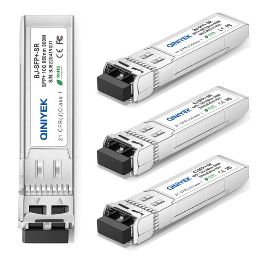 4Pack 10Gbase-SR SFP+ LC Transceiver, 10G Multimode Fiber Module 850nm,up to 300 Meters, Compatible with Cisco SFP-10G-SR, Unifi UF-MM-10G, Meraki