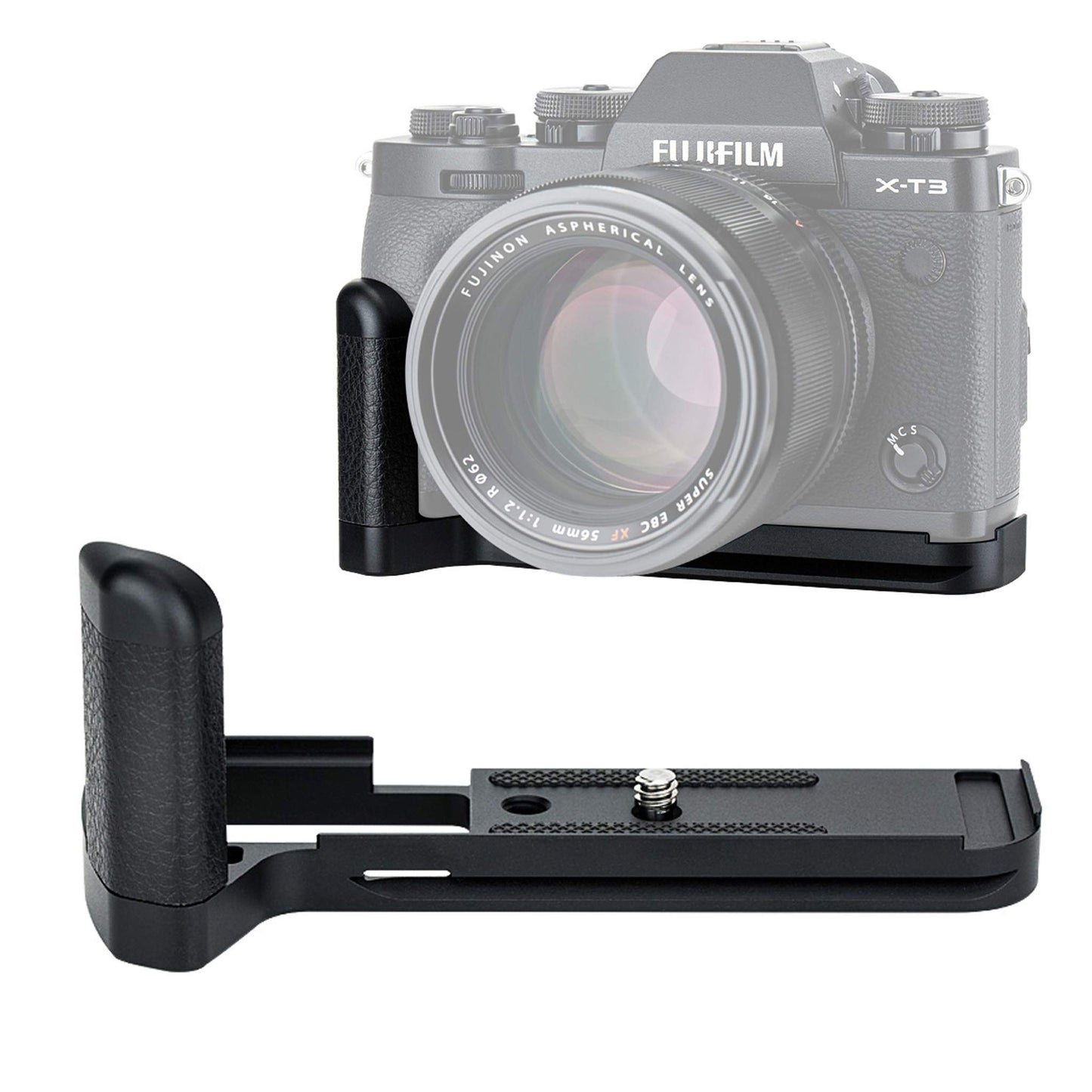 JJC HG-XT3 X-T3 Hand Grip, Arca Swiss Type Quick Release QR, Anti Slip Metal Holder Hand Grip Bracket, Aluminum Aloy, Compatible with Fuji XT3 XT2