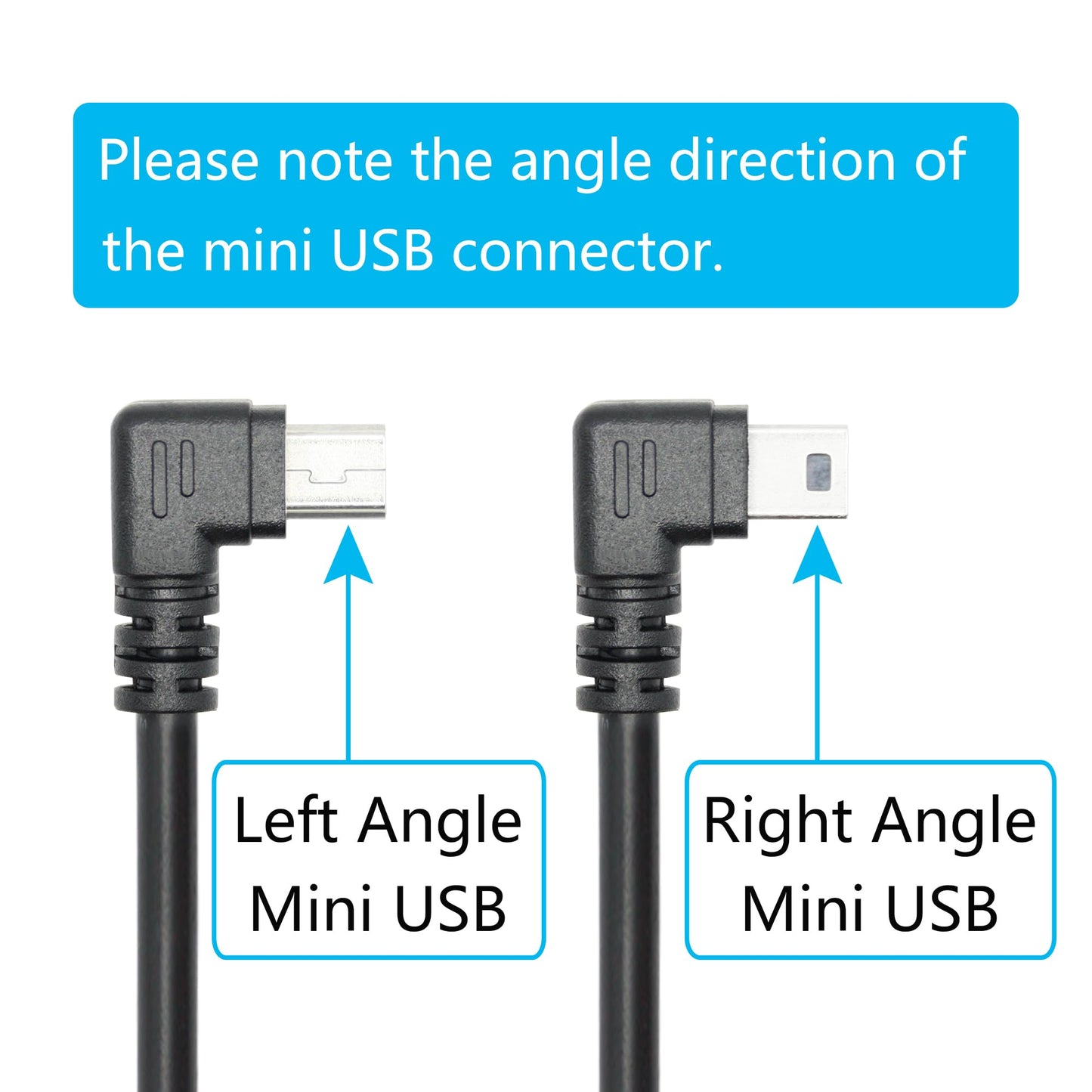 Maixbomr Short Mini USB Charging Cable 9inch, 90 Degree USB 2.0 A Male to Mini USB Right Angle Male Data Sync and Charge Cable, for Dash Cam