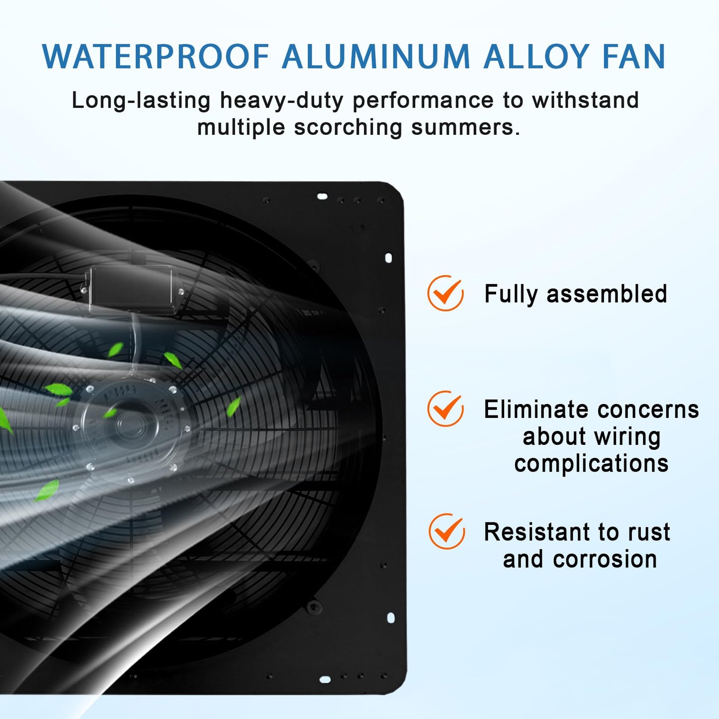 IDEALHOUSE 24 Inch Shutter Exhaust Fan, Wall Mounted Aluminum Vent Fan with Automatic Shutter, 3500 CFM High Speed Airflow for Garage, Attic