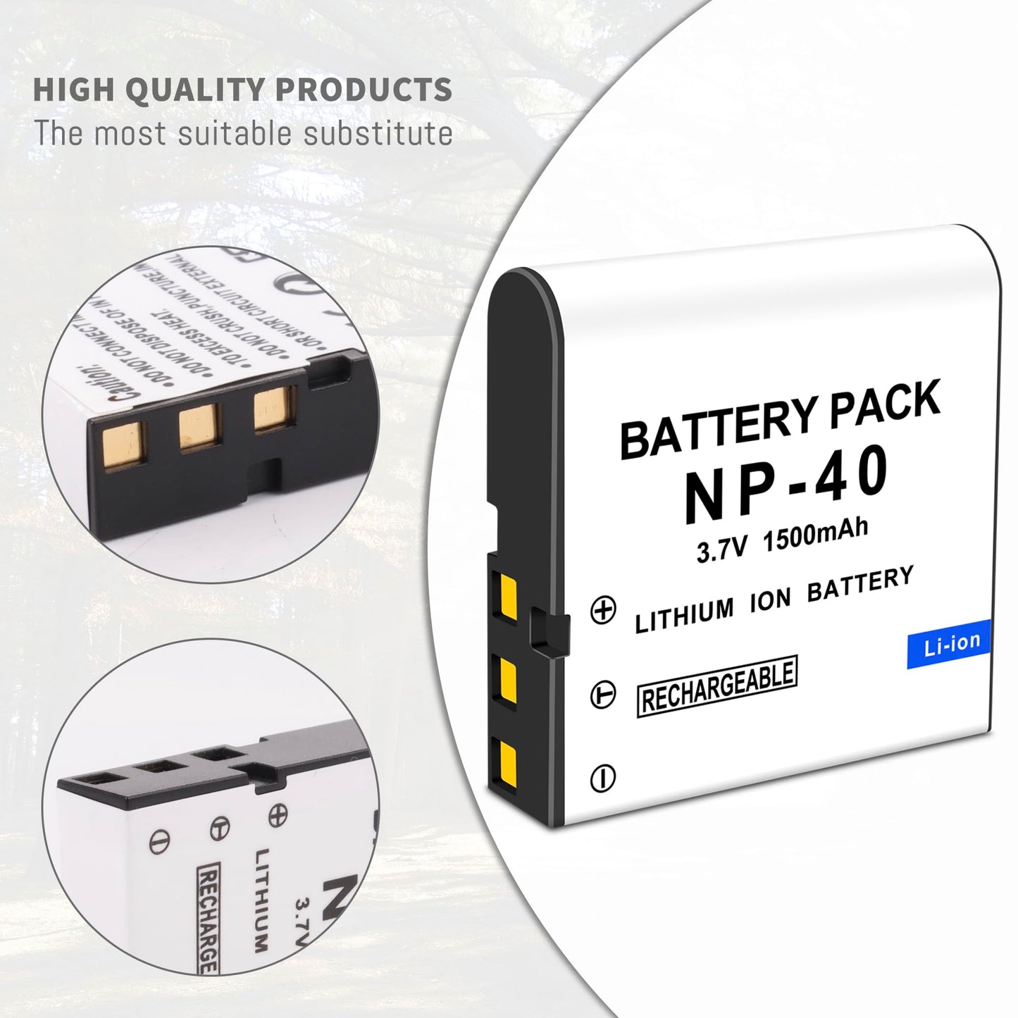 2-Pack NP-40 Battery with USB Dual-Channel Charger Compatible for Casio NP-40 Kodak LB-060,GE GB-60 Exilim EX-Z400, Exilim EX-FC100, Exilim