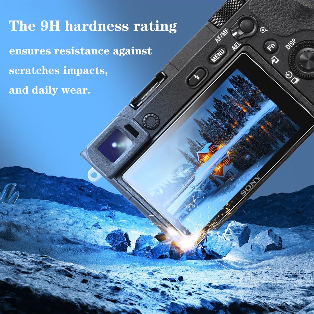 Gomass Screen Protector for Sony Alpha A6600 A6400 A6300 A6100 A6000 A5000 NEX-7 NEX-6, 0.3mm 9H Hardness Tempered Glass 3 Pack