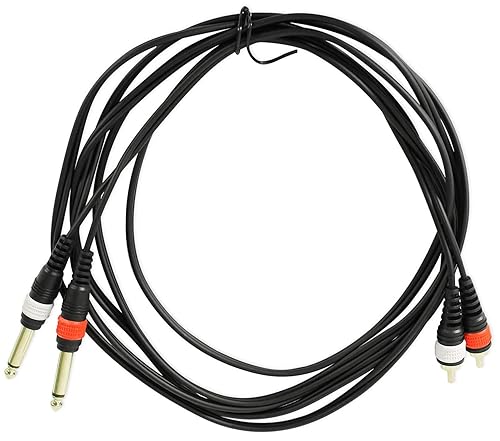 Rockville RMDPR10B 10ft Dual 1/4" TS to Dual RCA Cable 100% Copper, High-Fidelity Audio, Durable Build, Noise-Free Signal, for DJs and Home Audio