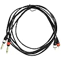 Rockville RMDPR10B 10ft Dual 1/4" TS to Dual RCA Cable 100% Copper, High-Fidelity Audio, Durable Build, Noise-Free Signal, for DJs and Home Audio