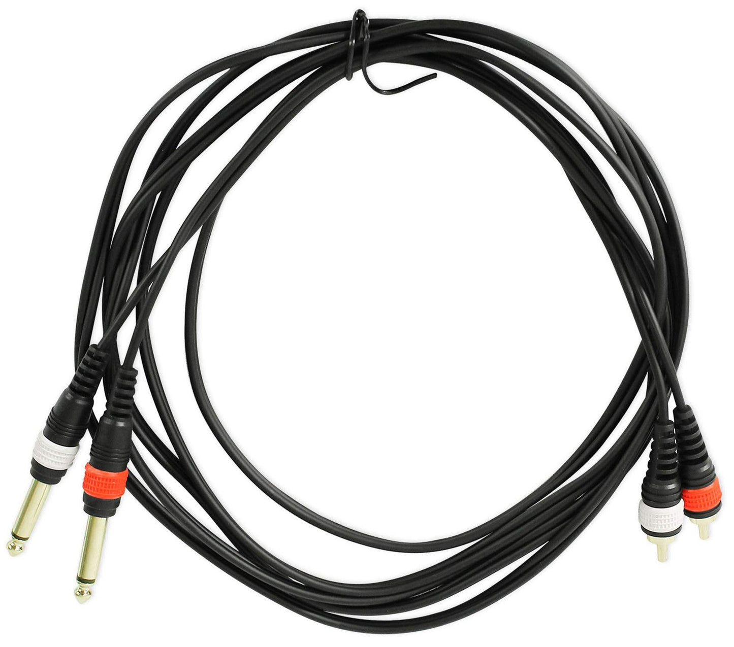 Rockville RMDPR10B 10ft Dual 1/4" TS to Dual RCA Cable 100% Copper, High-Fidelity Audio, Durable Build, Noise-Free Signal, for DJs and Home Audio