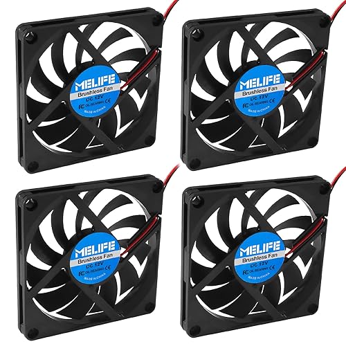 4 Pcs DC Exhaust Cooler Fan 12V 8010 Fan, MELIFE 80x80x10 Brushless Cooling Fan 80MM for Makerbot for 3D Printer PC CPU Computer